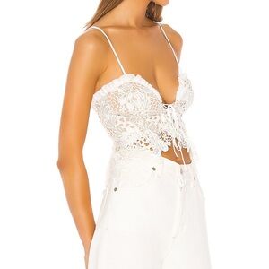 new NBD revolve white lace tie front tank top!